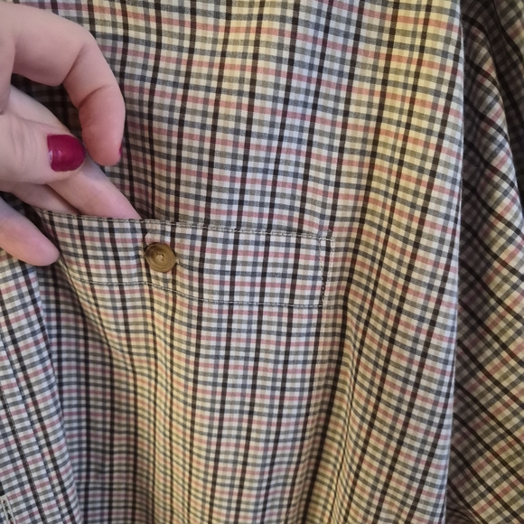 Orvis Men's Blue and Red Plaid Dress Shirt - Picture 5 of 8